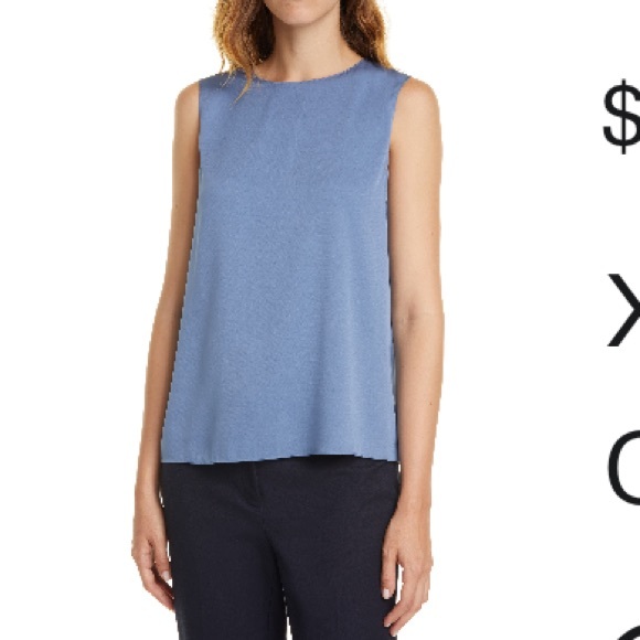 🛍️Theory Cornflower Blue Stretch Silk Sleeveless Shell Tank Top XL NWT - Picture 1 of 7